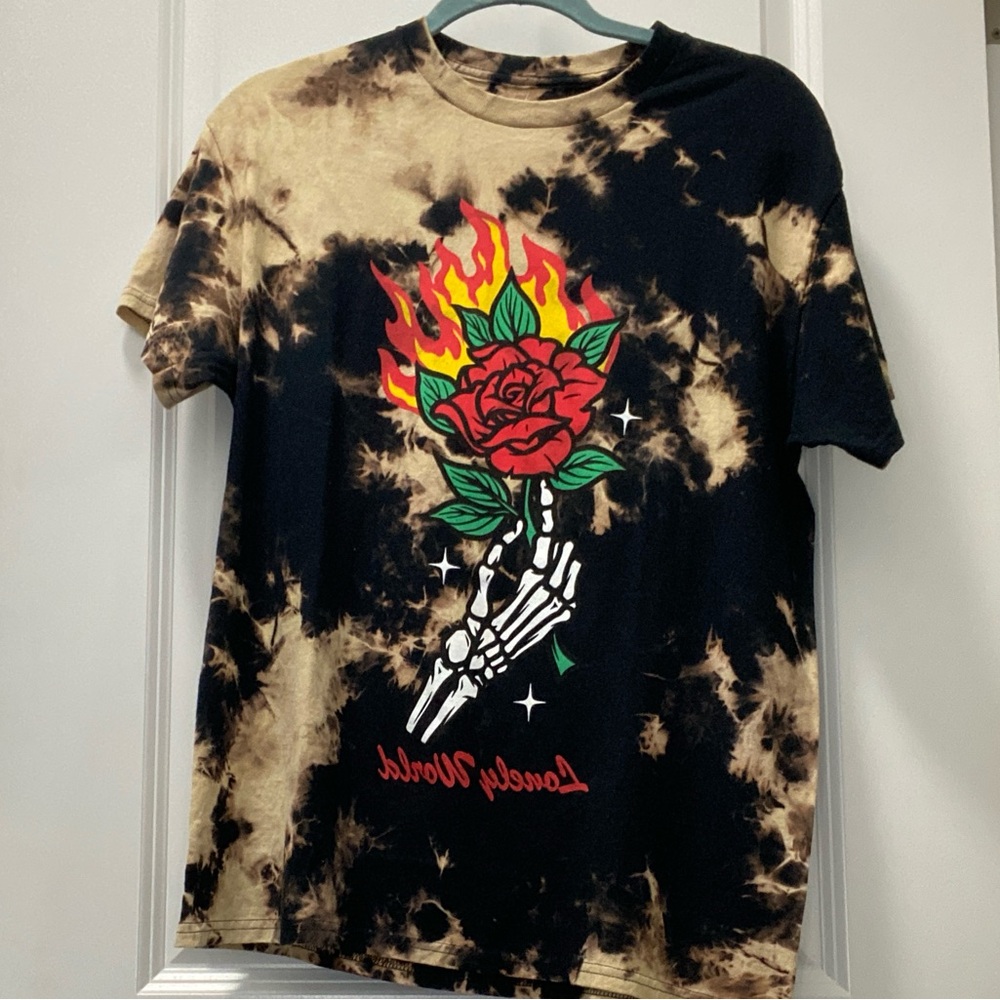 Rue21, Size M, graphic t-shirt, with skeleton hand, and flowers